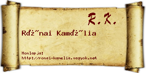 Rónai Kamélia névjegykártya
